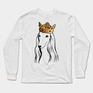 Afghan Hound Dog King Queen Wearing Crown Long Sleeve T-Shirt